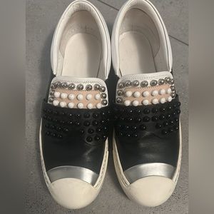 FENDI
Calfskin Studded Karlito Slip On